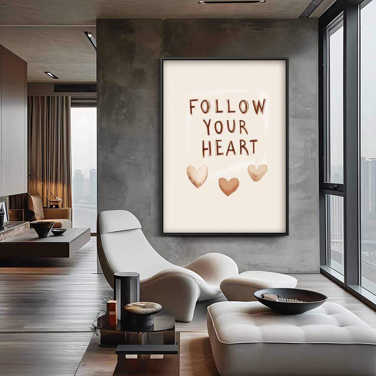 Volg je Hart Poster – canvas wanddecoratie in portret formaat