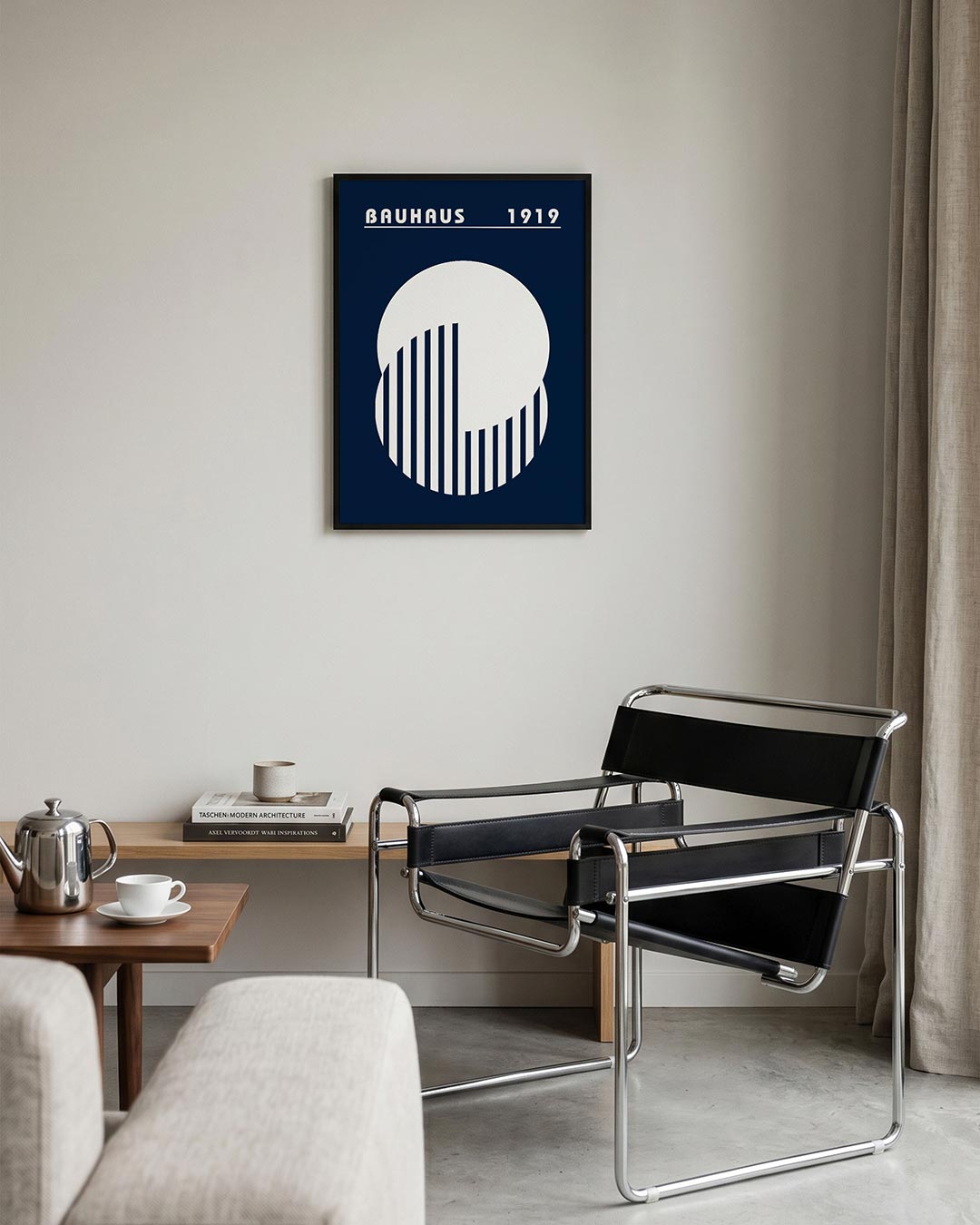 Cirkel en lijnen – geometrische Bauhaus poster in staand formaat