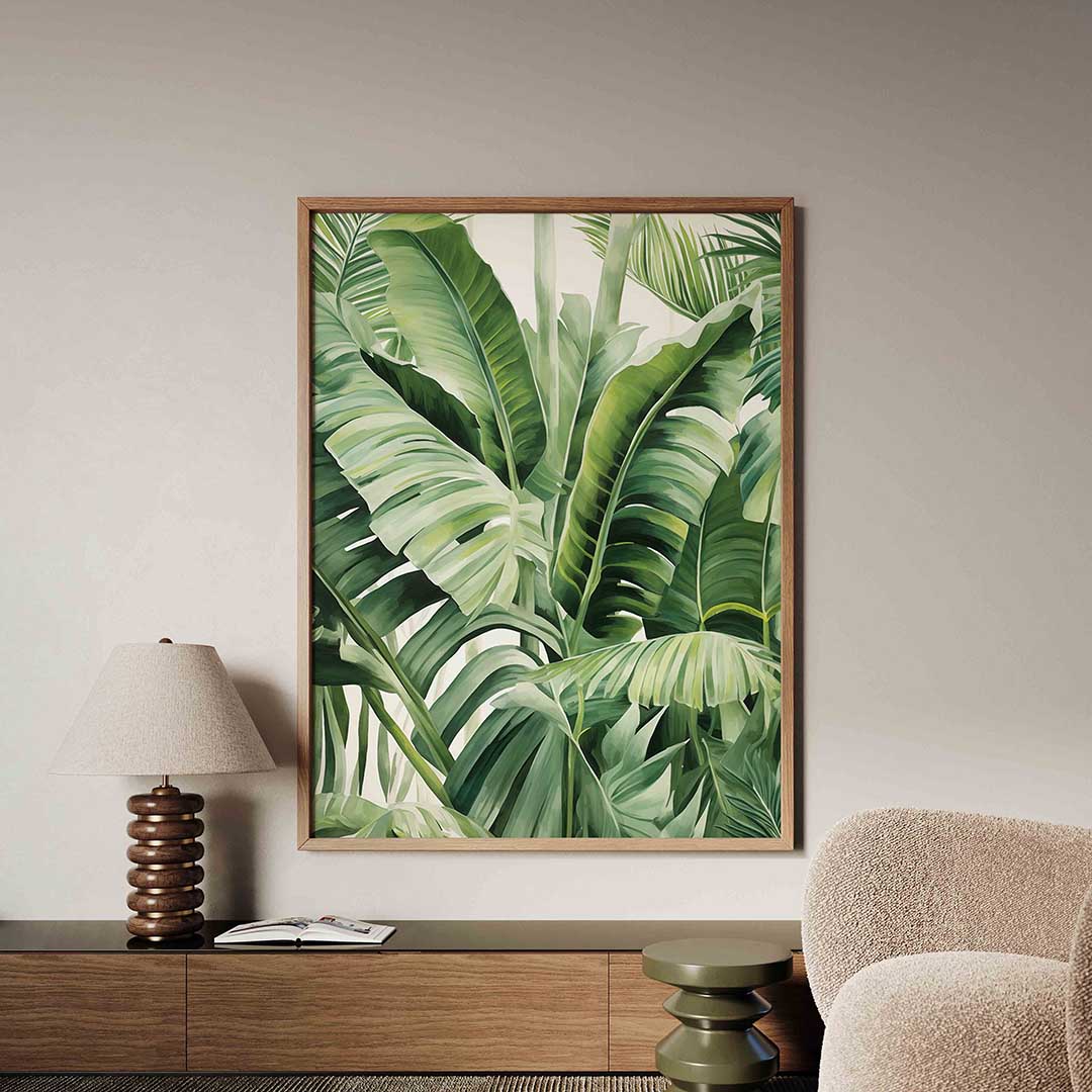 Bananenbladeren – tropische jungle poster in staand formaat