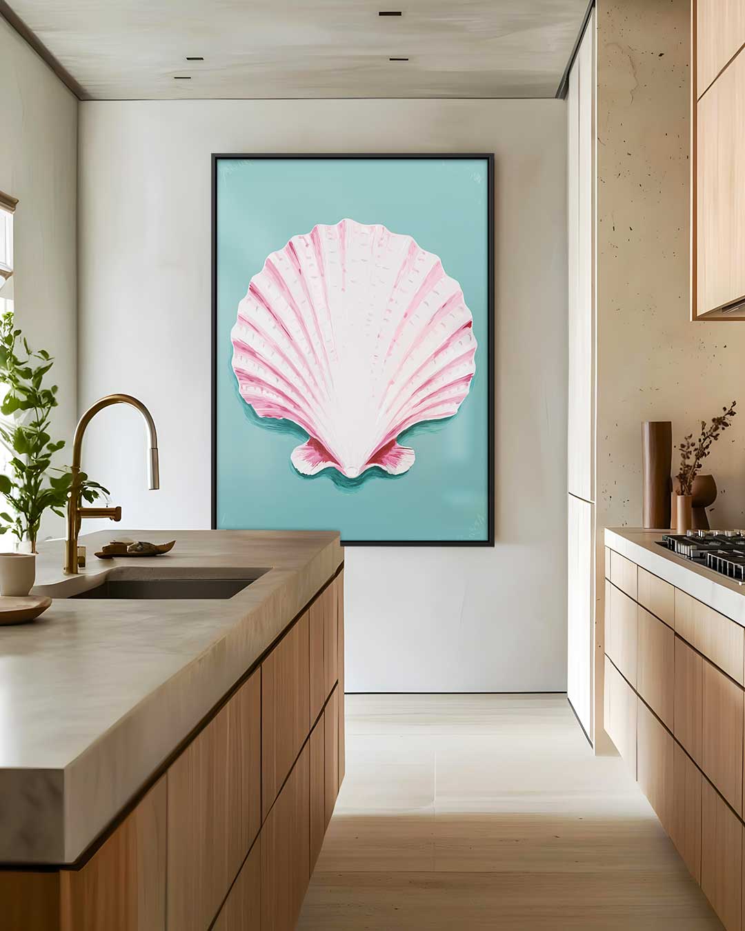 Schelp op Zee – canvas wanddecoratie in portret formaat