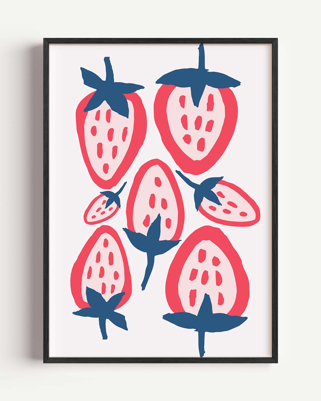 Vrolijke Aardbeien Print – keuken portret poster als wanddecoratie
