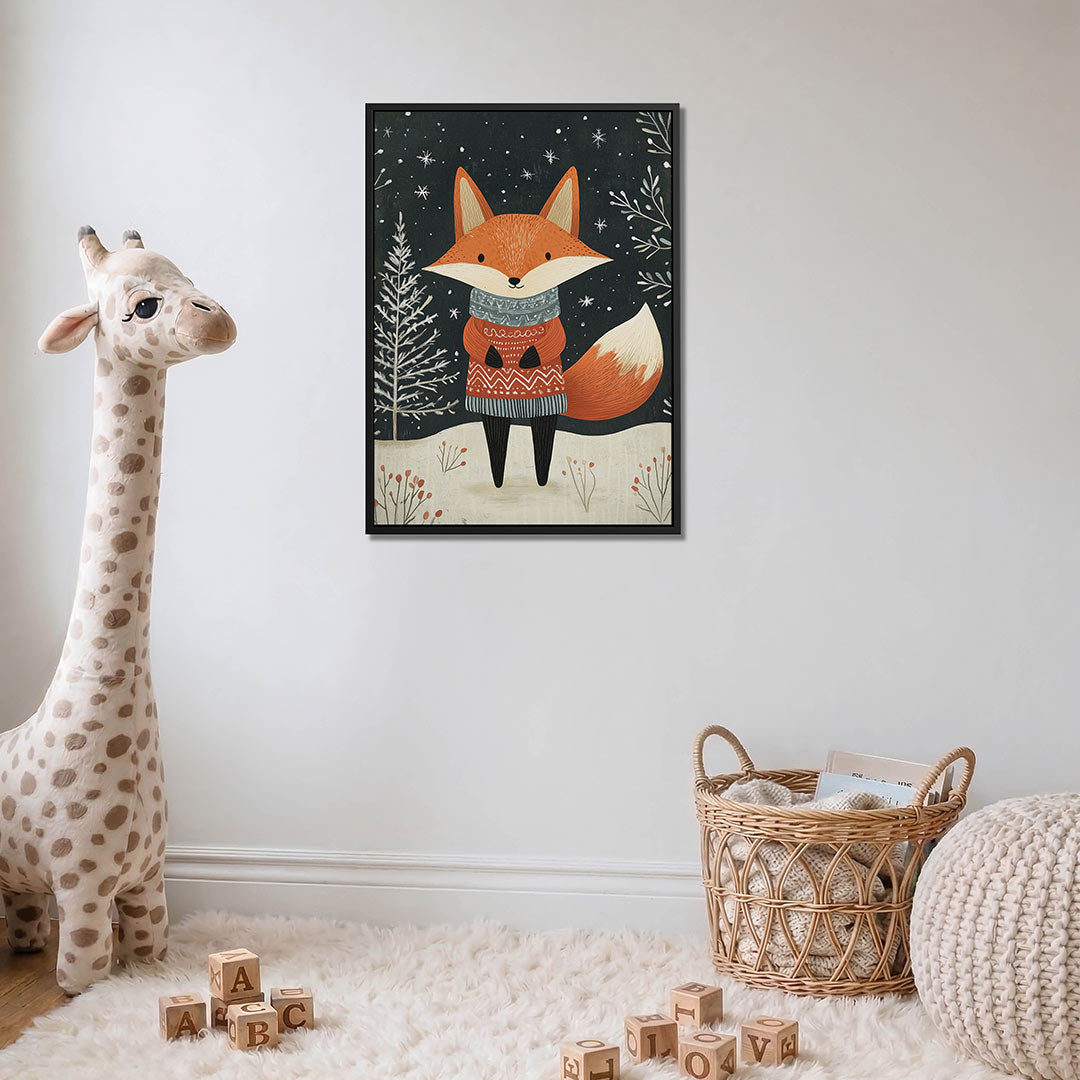 Vrolijke vos illustratie – moderne staande wandkunst