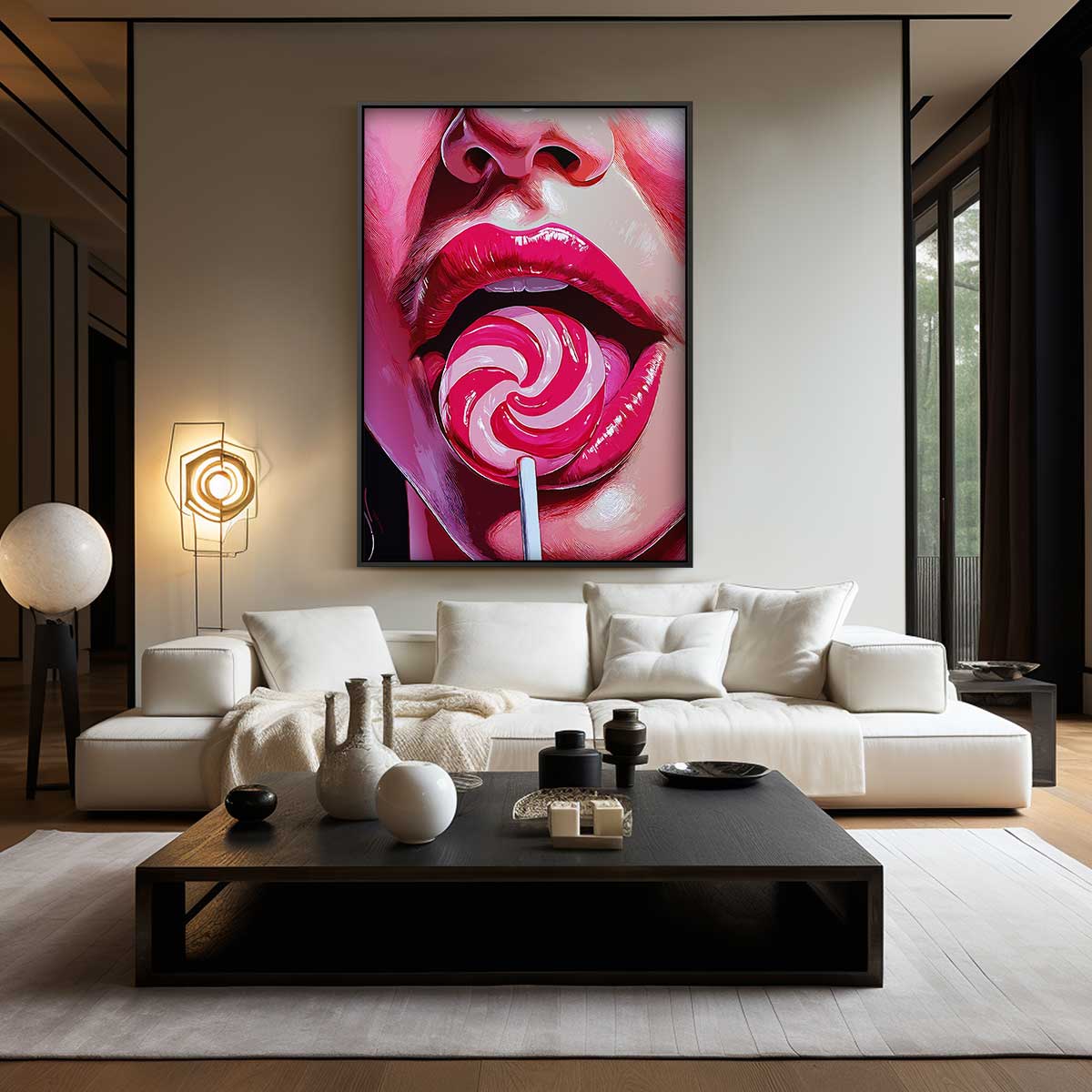 Verleidelijke Lolipop – kunstwerk met zwarte baklijst