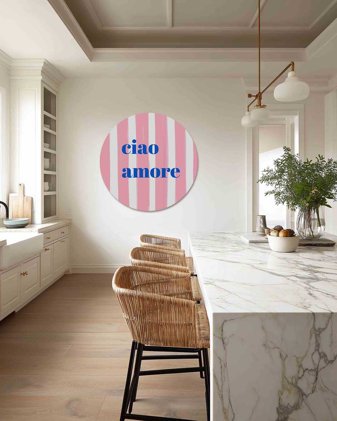 Ciao amore – Pop Art muurcirkel als ronde wanddecoratie
