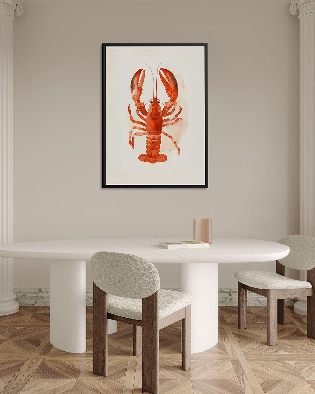 Rode kreeft illustratie – staand wanddecoratie kunstwerk