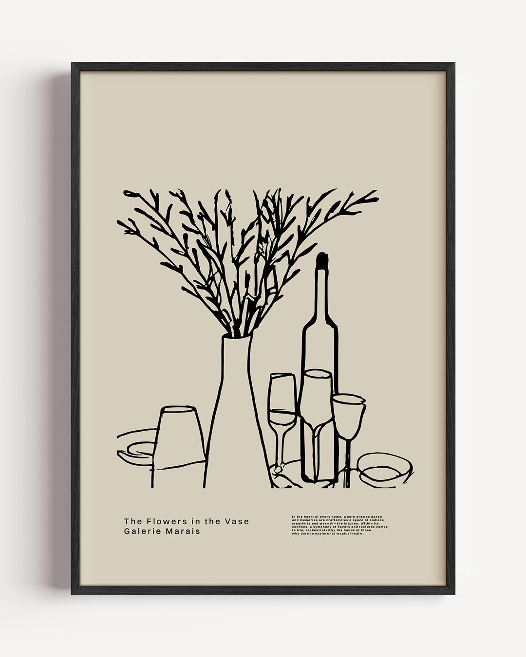 Stijlvolle Vaas en Glazen – keuken portret poster als wanddecoratie