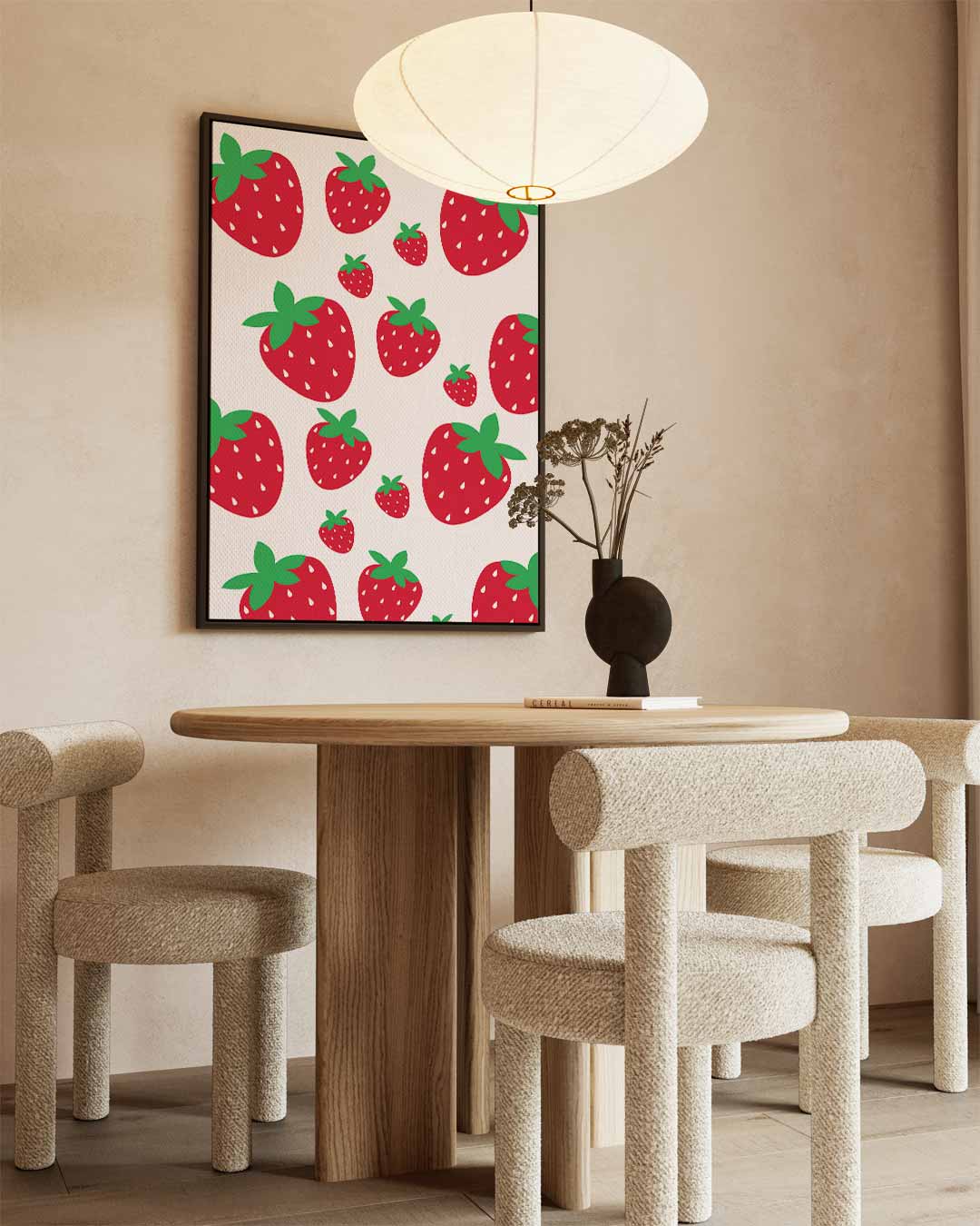 Aardbeien Liefde Wanddecoratie – canvas wanddecoratie in portret formaat
