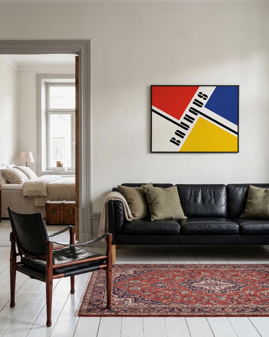 Vorm en kleurvlakken – geometrische Bauhaus poster in liggend formaat