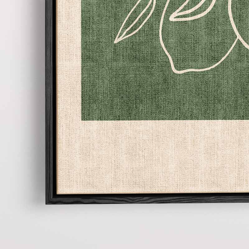 Minimalistische Citrustak – kunstwerk met zwarte baklijst