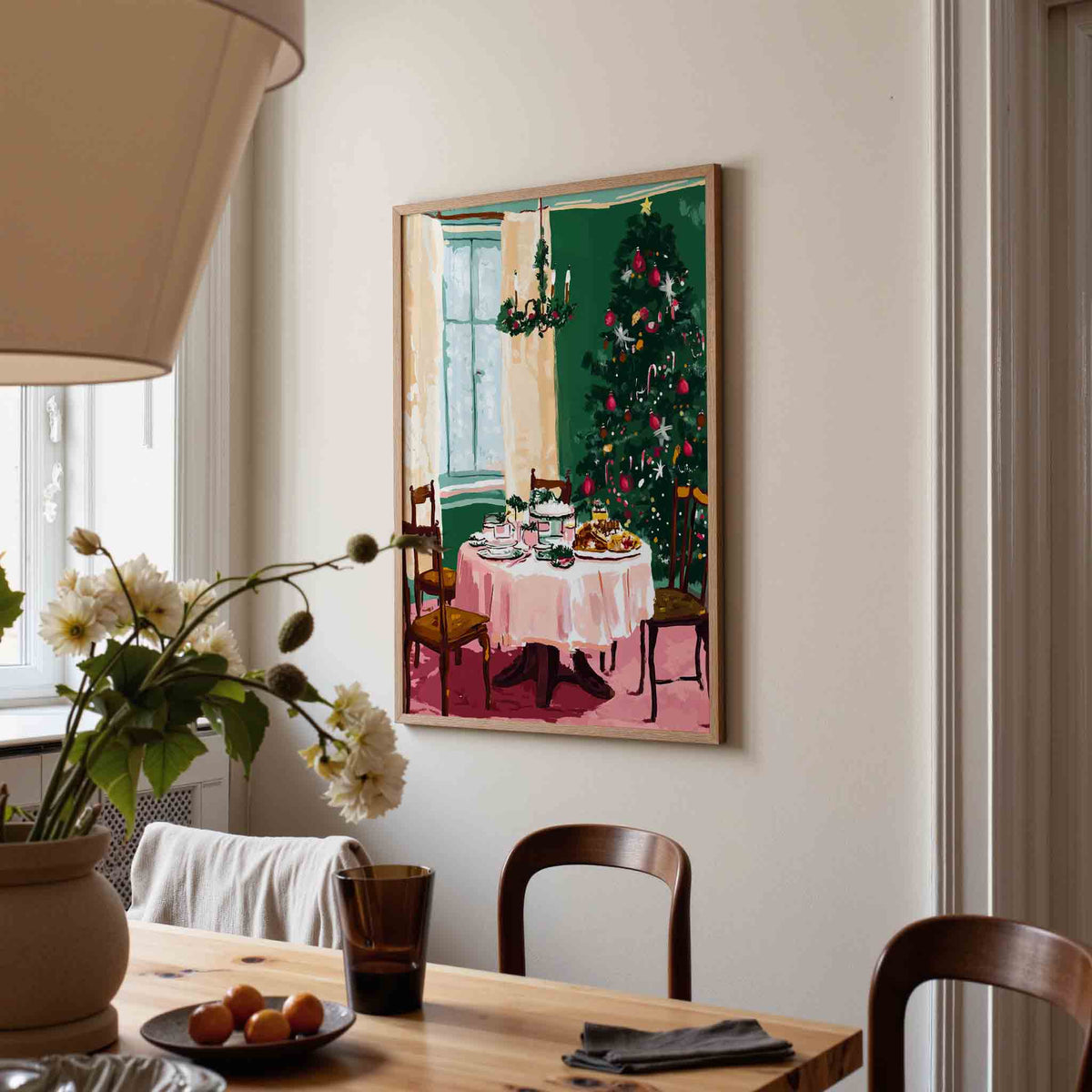 Kersttafel en boom – kerstposter in staand formaat