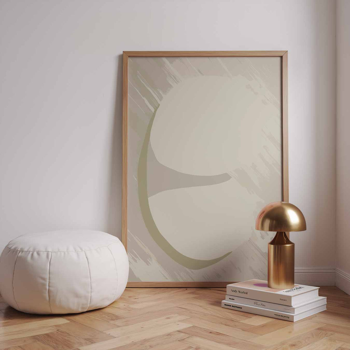 Abstracte Beige – staande kleurrijke abstracte wanddecoratie van WallArtistic