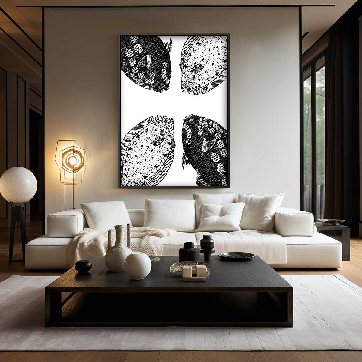 Zeesymfonie Vissenkunst – modern portret kunstwerk van WallArtistic