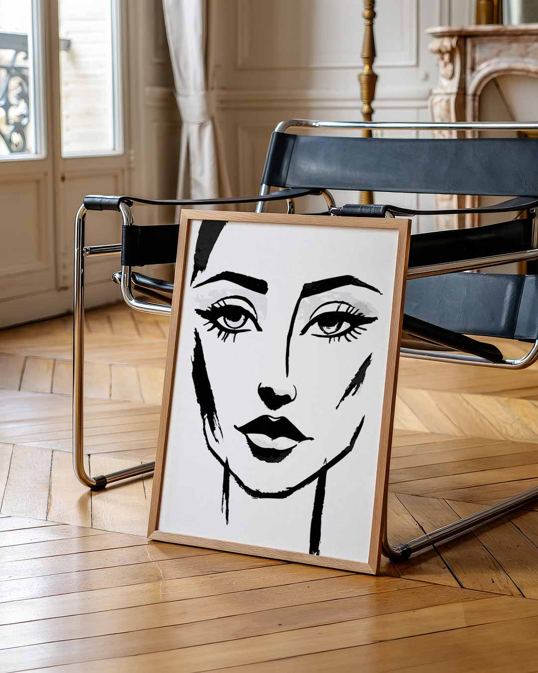 Artistieke Zwart-Wit Vrouwenportret – urban poster in staand formaat