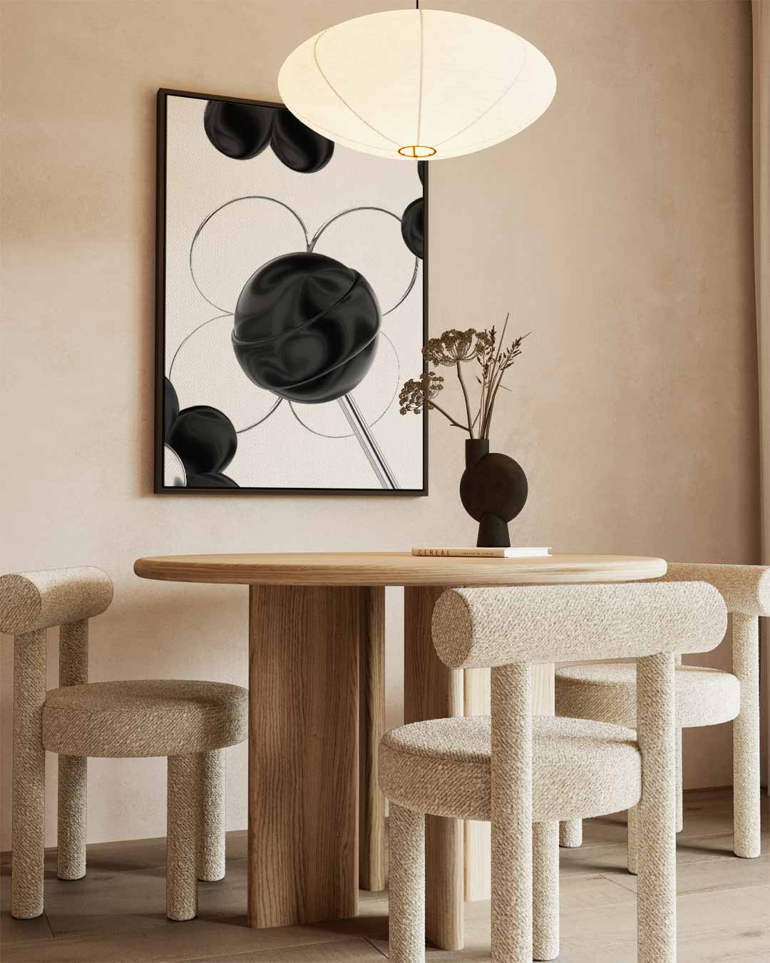 Zwarte Bloemsymfonie – canvas wanddecoratie in portret formaat