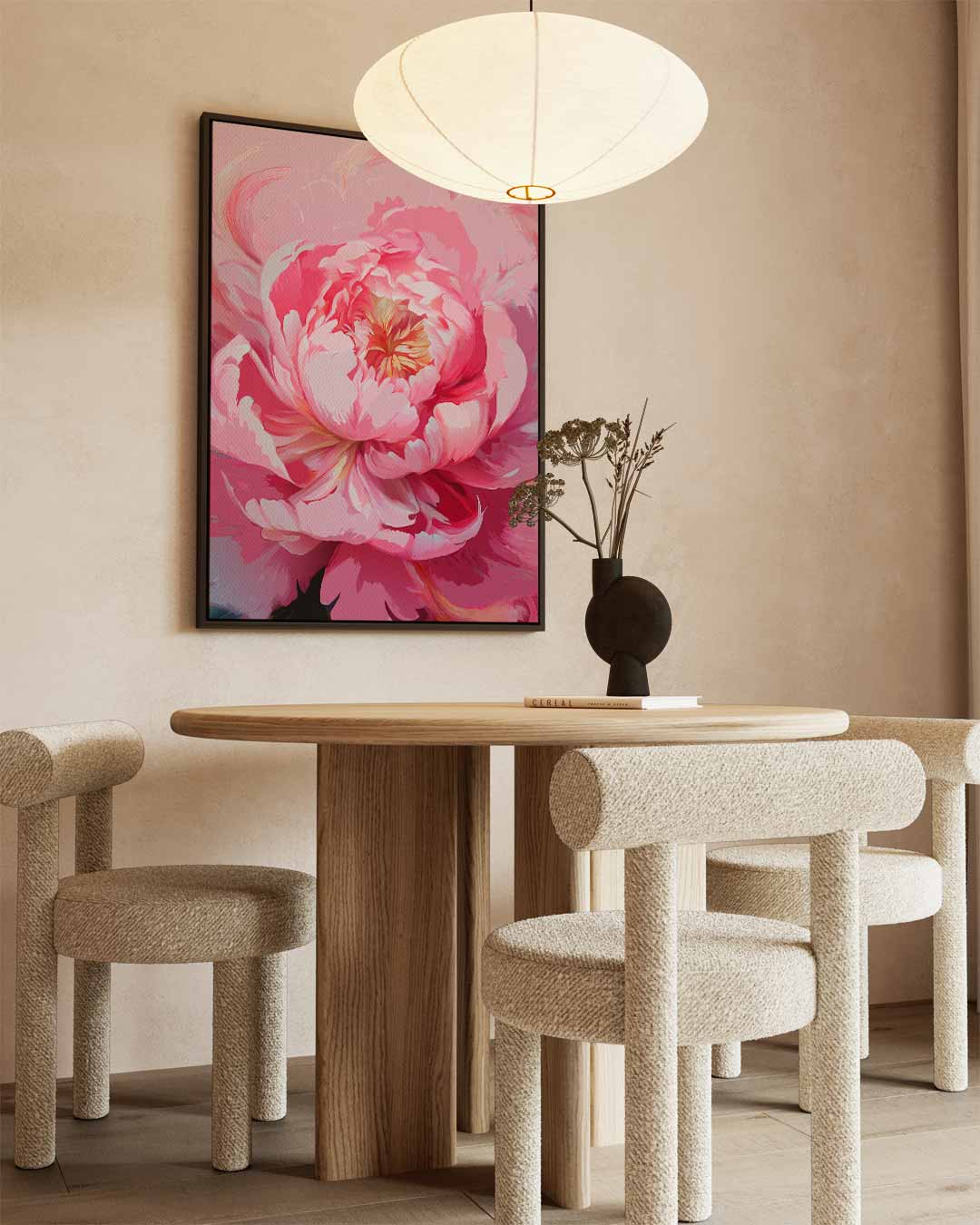 Bloeiende Peony – staande wandkunst voor woonkamer of interieur