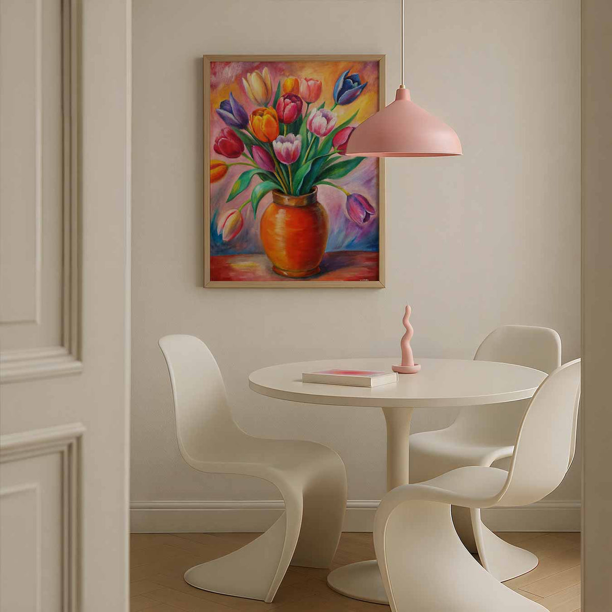 Bloeiende Tulpenschilderij – bloemen poster in staand formaat
