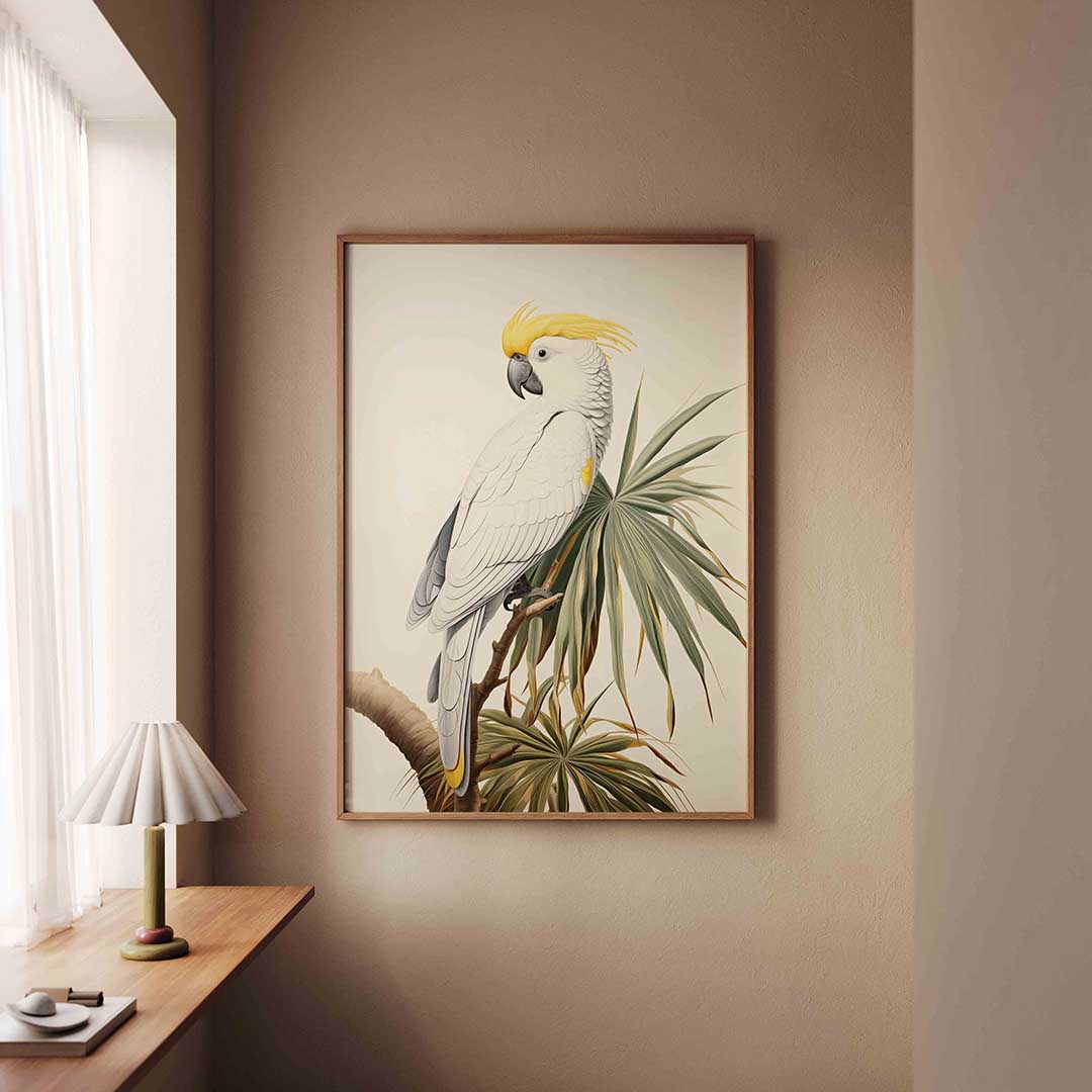 Witte kaketoe – staande jungle wanddecoratie van WallArtistic
