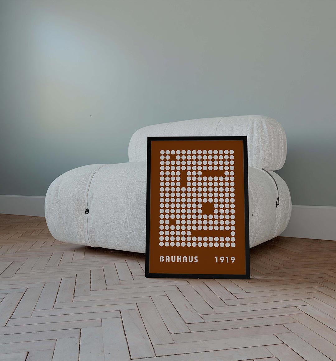 Cirkelpatroon en tekst – geometrische poster in Bauhaus-stijl van WallArtistic