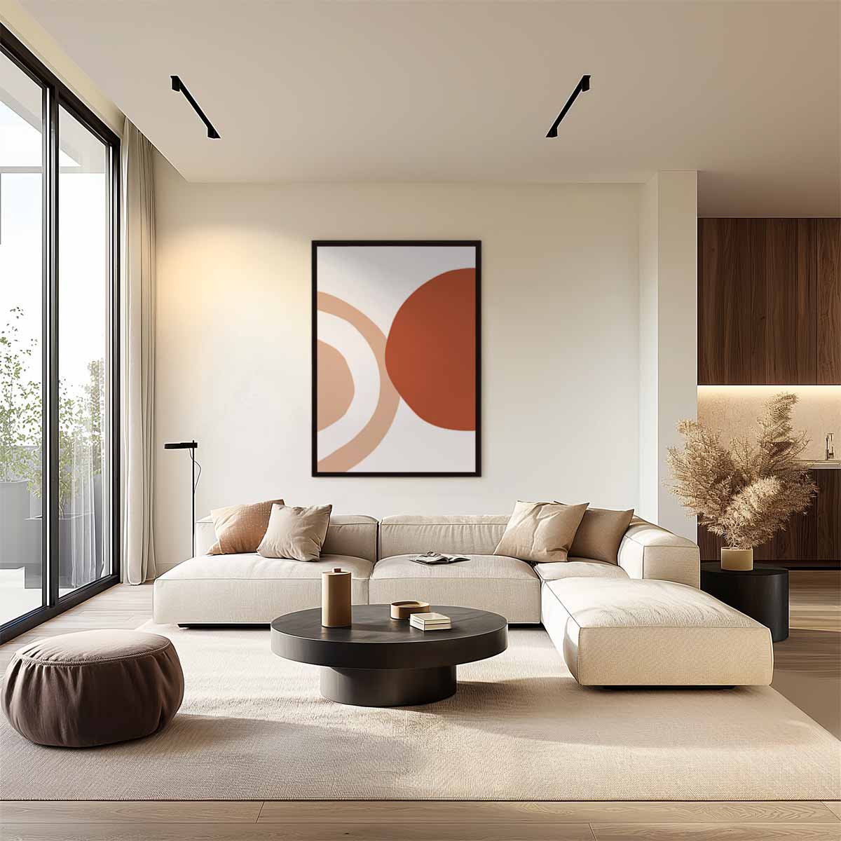 Abstracte Zonnekringen Canvas – dibond wanddecoratie in staand formaat