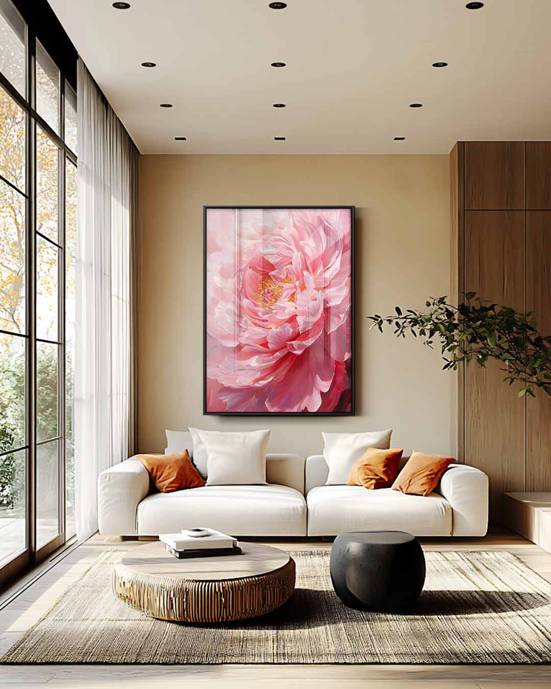 Bloeiende Elegantie – plexiglas wanddecoratie in portret formaat