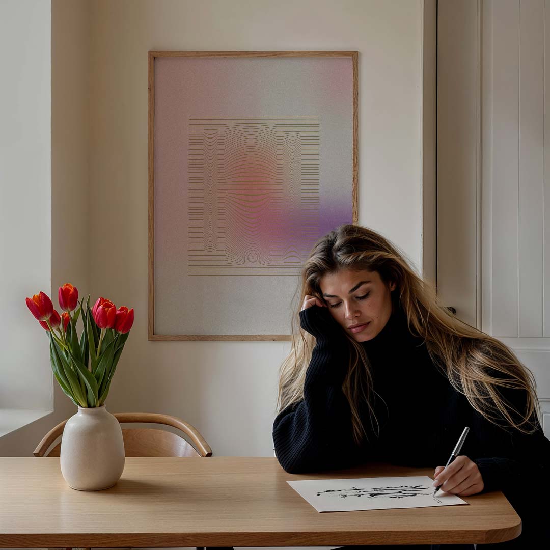 Abstracte Lijnen – staande muurposter met kleurrijke abstracte vormen