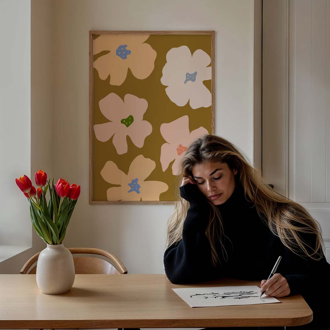 Vrolijke Bloemen – bloemen poster in staand formaat