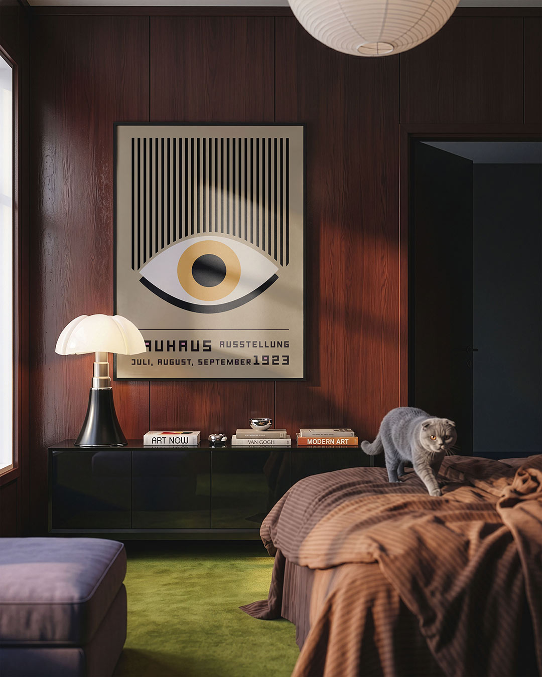 Lijnen en oog – geometrische Bauhaus poster in staand formaat