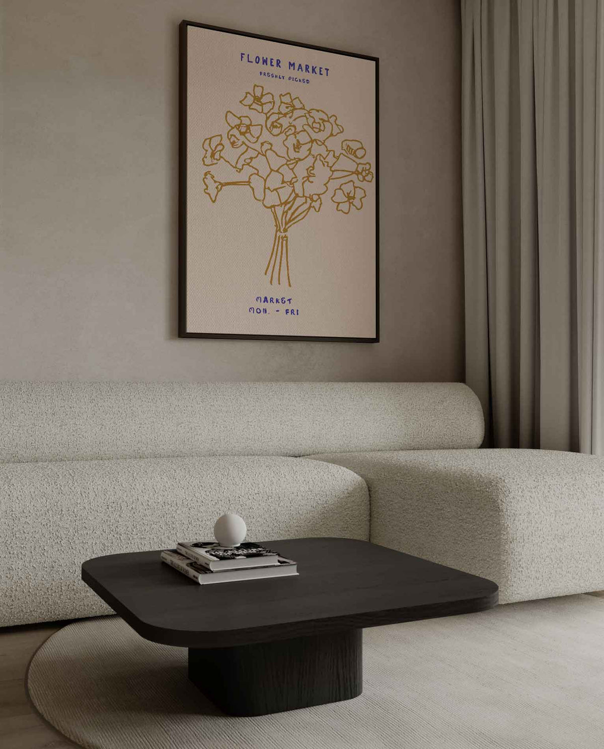 Bloemenmarkt Illustratie – canvas wanddecoratie in portret formaat
