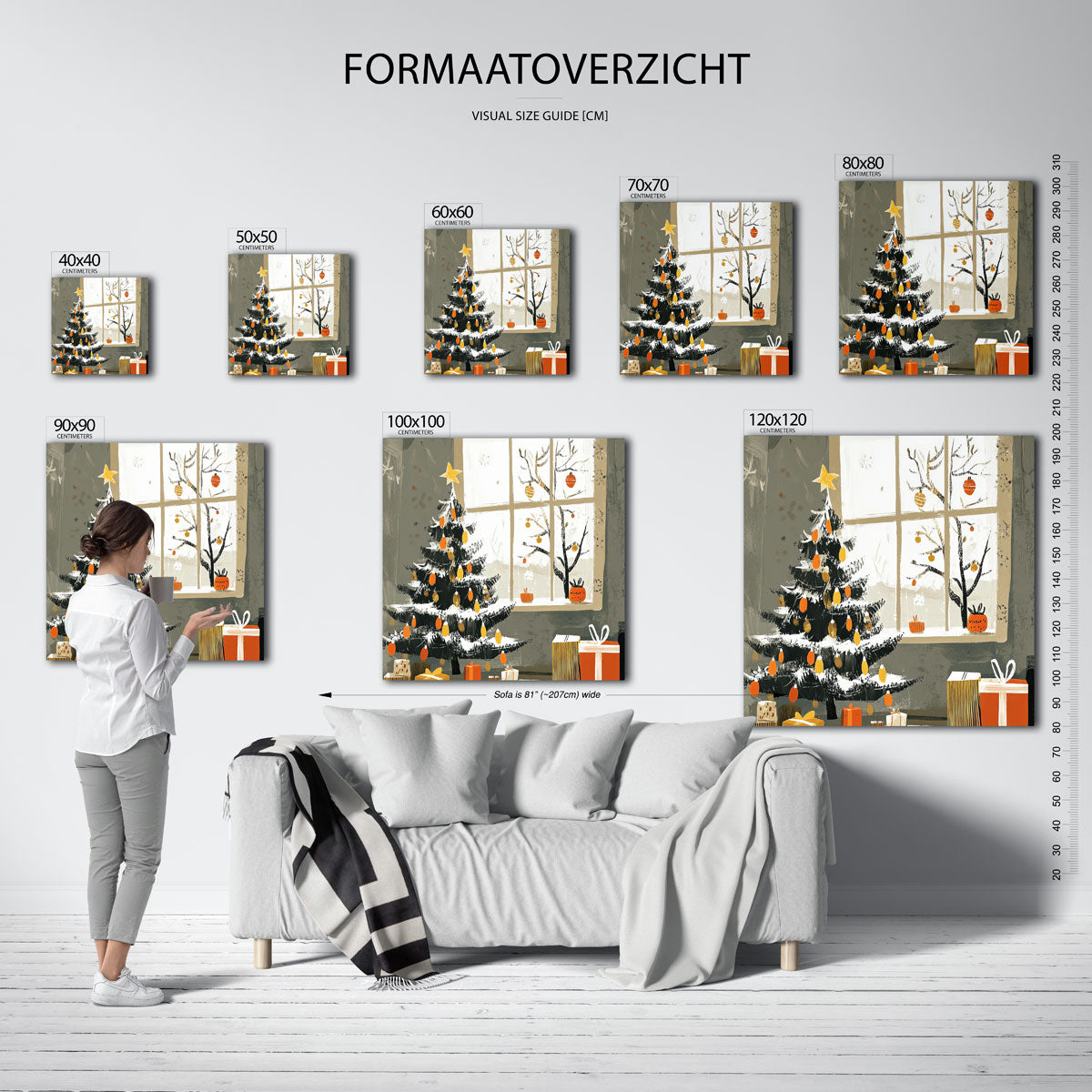 Kerstboom en cadeaus – vierkante muurposter voor de kinderkamer