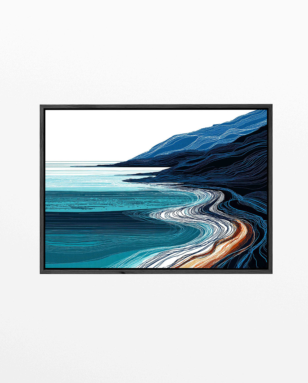 Golvende kustlijnen – liggend abstract kunstwerk