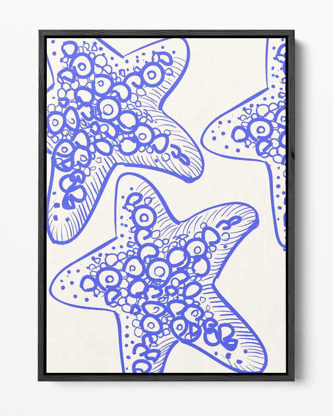 Zeesterren in Blauw – portret kunstwerk als wanddecoratie