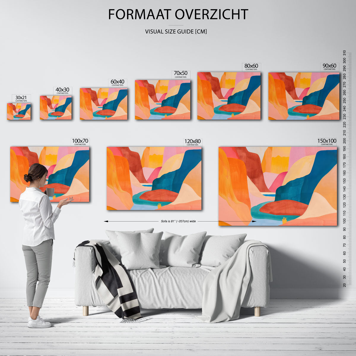Kleurrijke landschap – landscape muurposter met eigentijdse illustratie