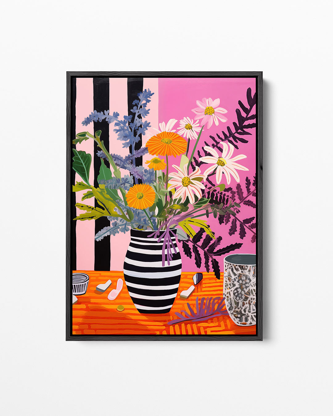 Bloemen in strepenvaas – staand wanddecoratie kunstwerk