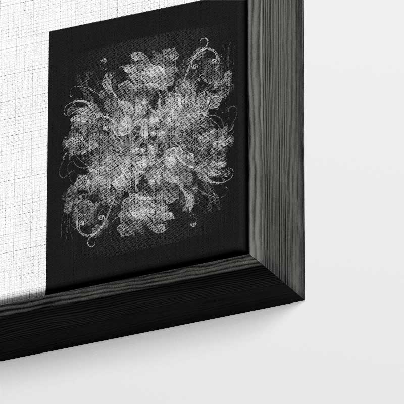 Mystieke Bloemenfantasie – kunstwerk met zwarte baklijst