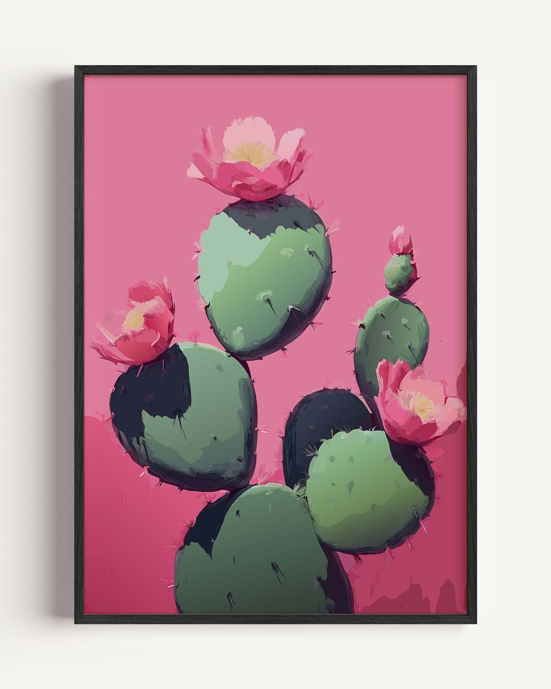 Bloeiende Cactus op Roze Achtergrond – paas portret poster als wanddecoratie