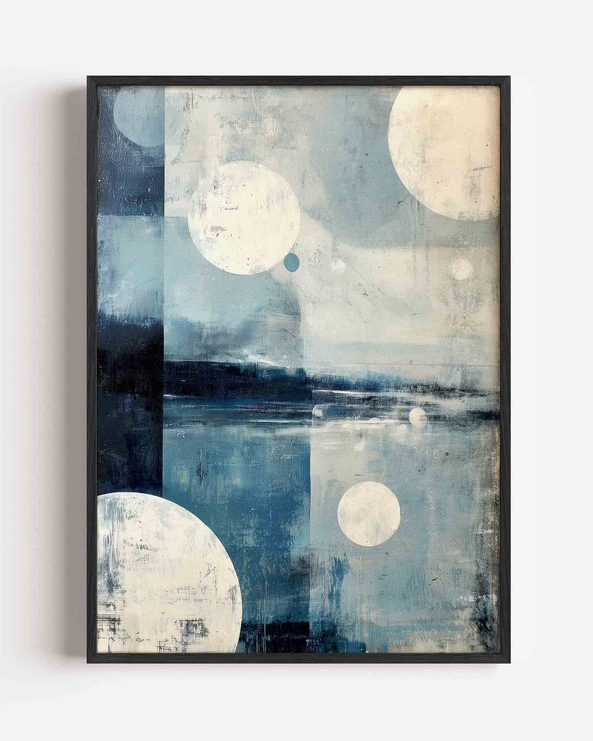 Blauwe cirkels – abstracte portret poster als wanddecoratie