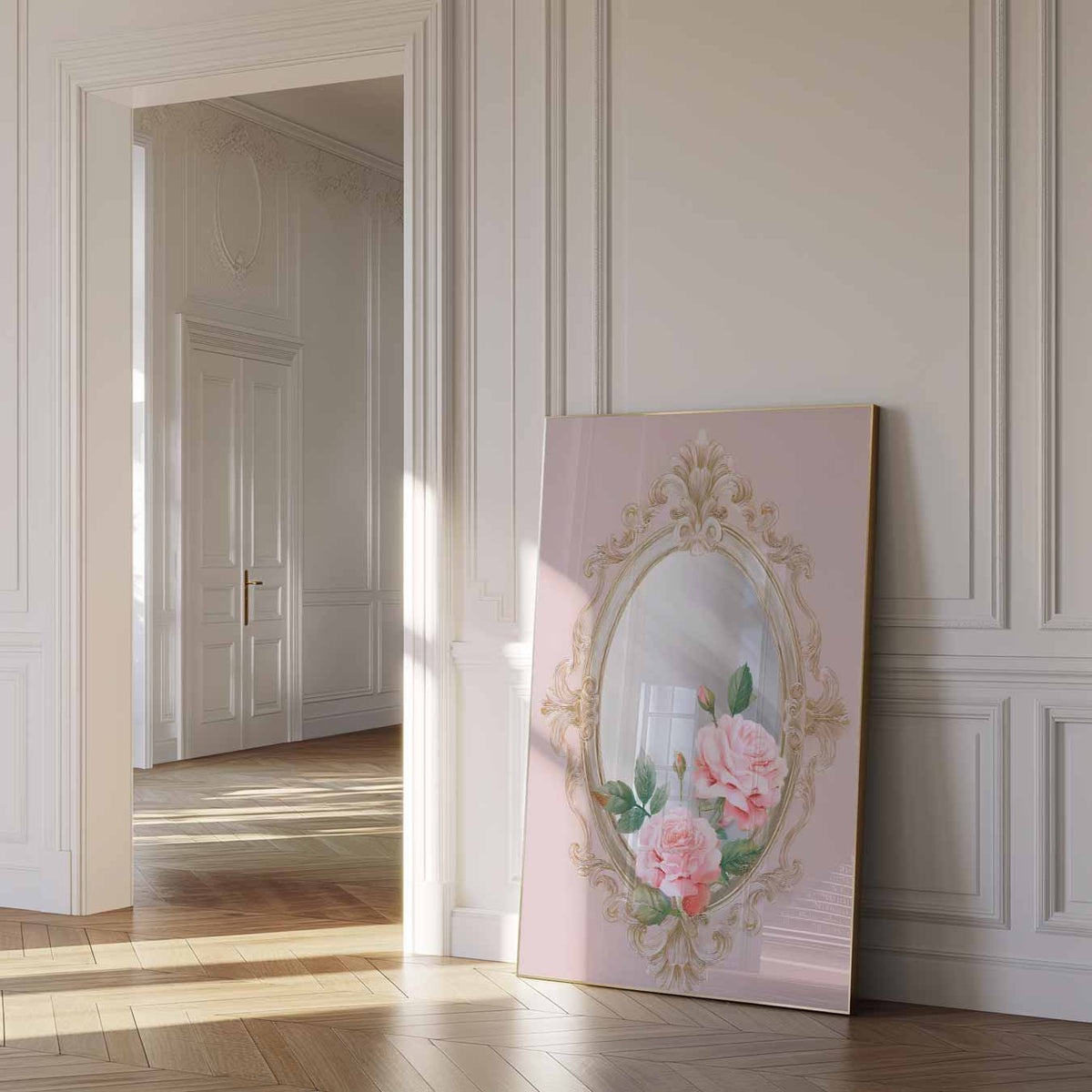 Romantische Rozen Spiegelposter – paas poster als vrolijke staande wanddecoratie