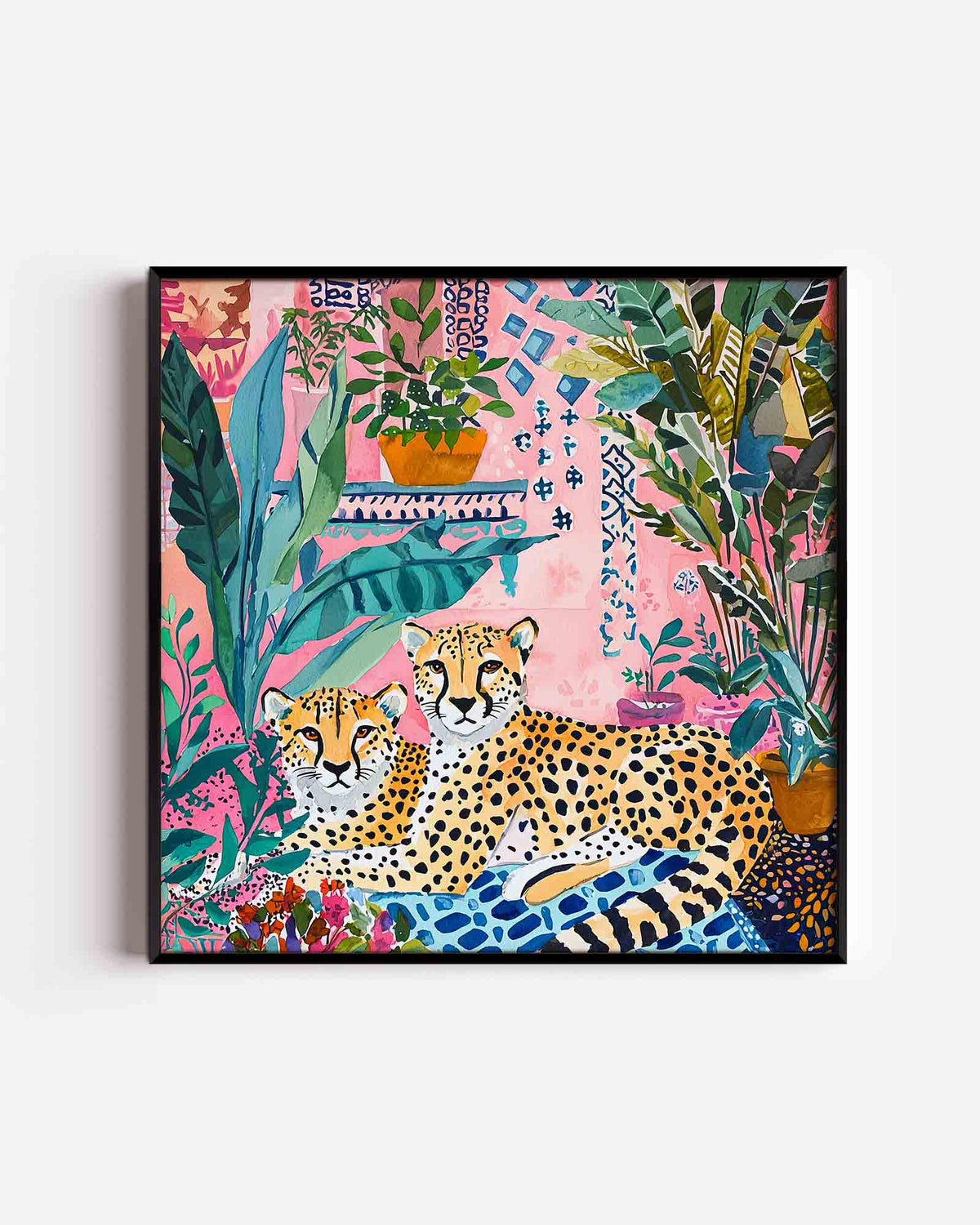 Luipaarden en planten – vierkante dierenposter als wanddecoratie