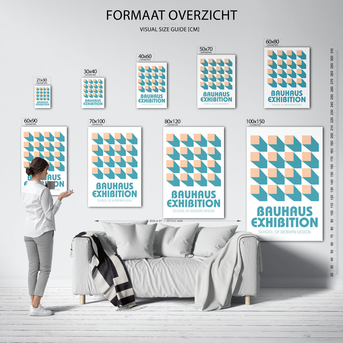 Vorm en schaduw – geometrische poster in Bauhaus-stijl van WallArtistic