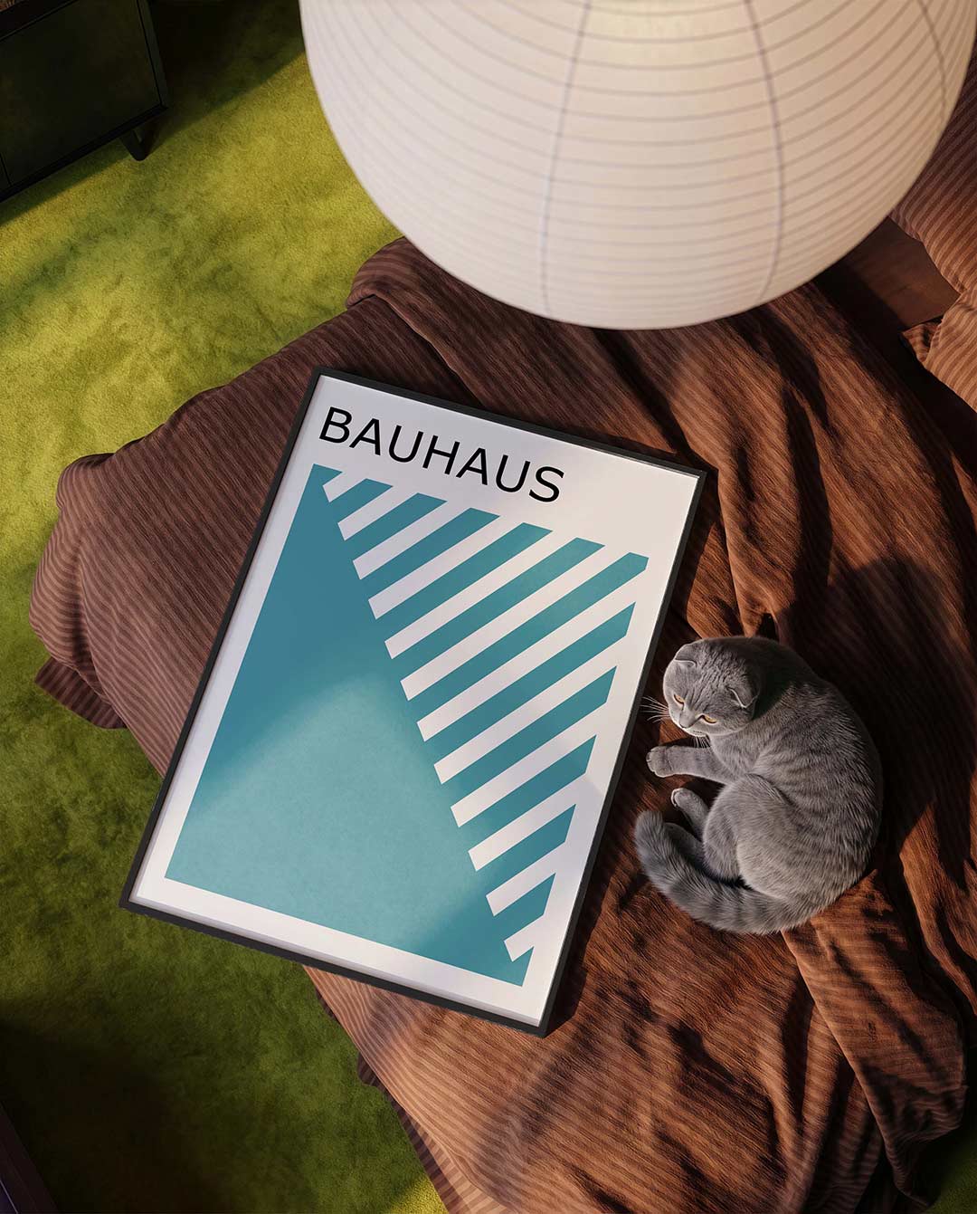 Diagonal lijnen – moderne Bauhaus wandkunst als poster
