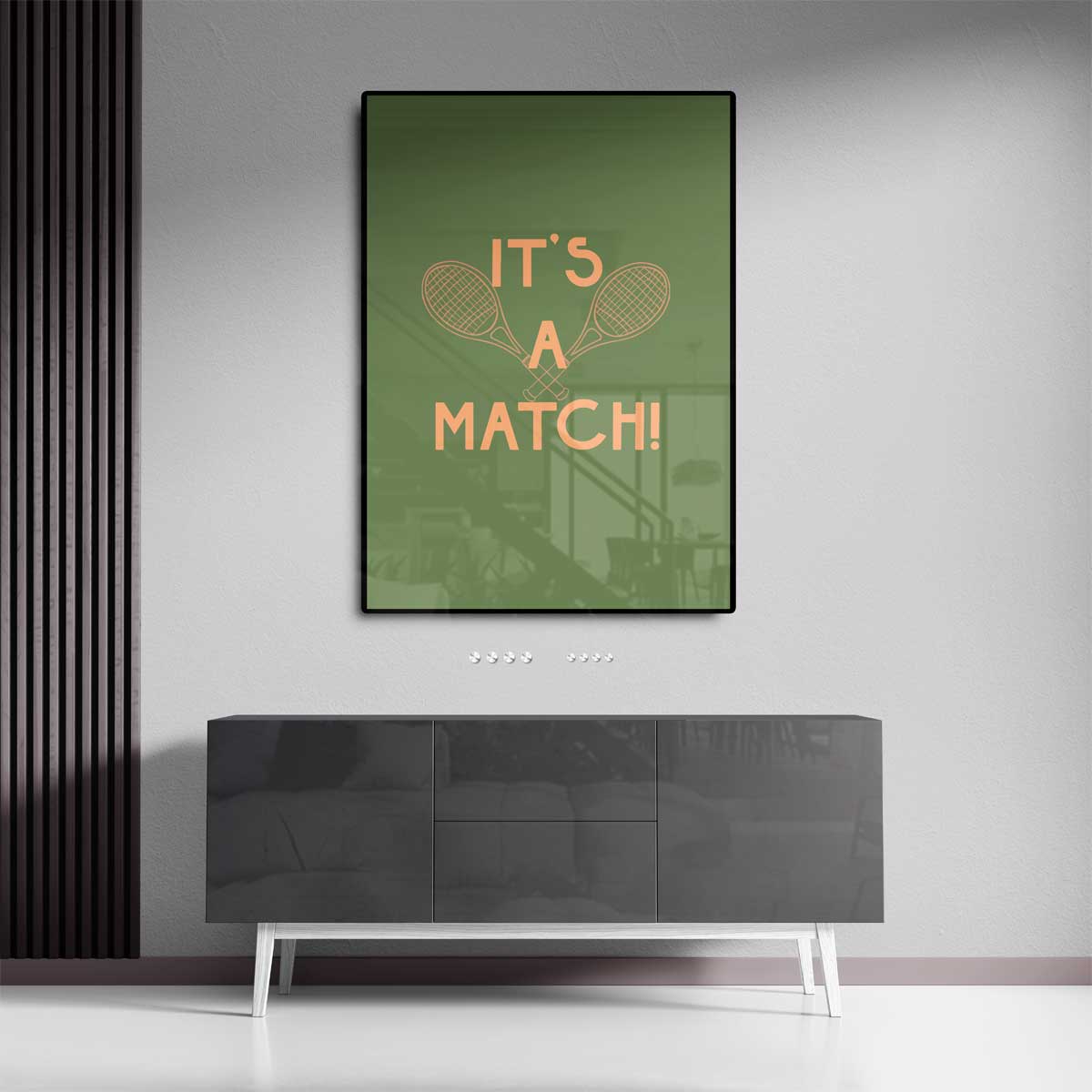 It's a Match Tennis – kunstwerk met zwarte baklijst