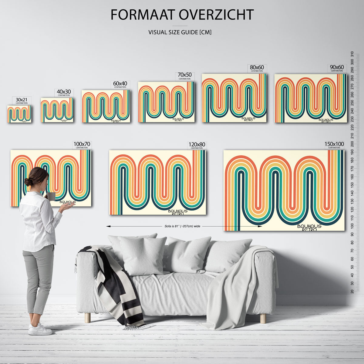 Kleurrijke lijnenspel – geometrische poster in Bauhaus-stijl van WallArtistic