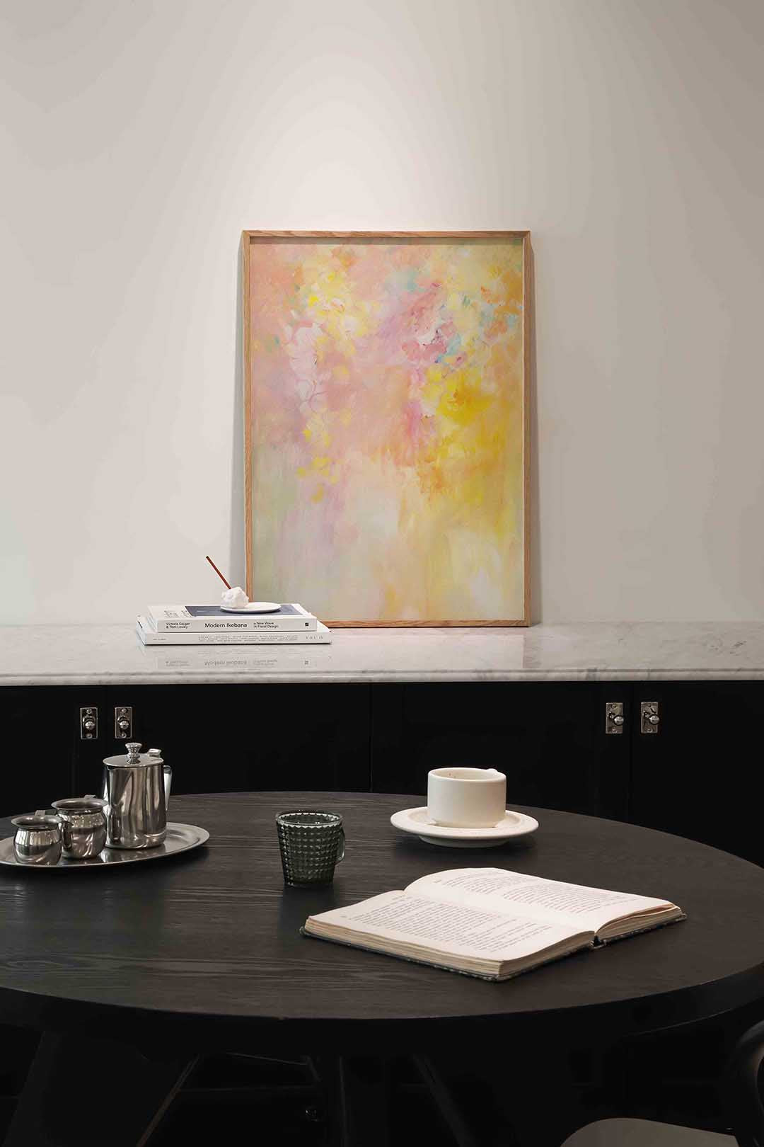 Pastel bloemen – abstracte poster in staand formaat