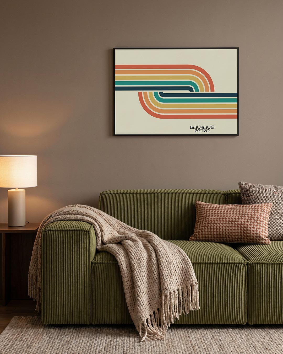 Kleurrijke lijnen – geometrische Bauhaus poster in liggend formaat