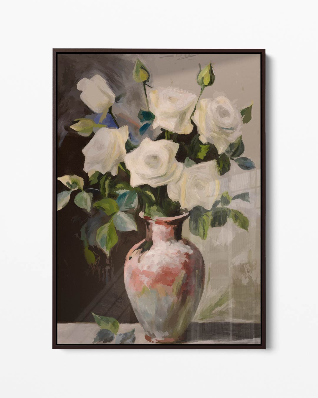 Stilleven met Witte Rozen – portret kunstwerk als wanddecoratie
