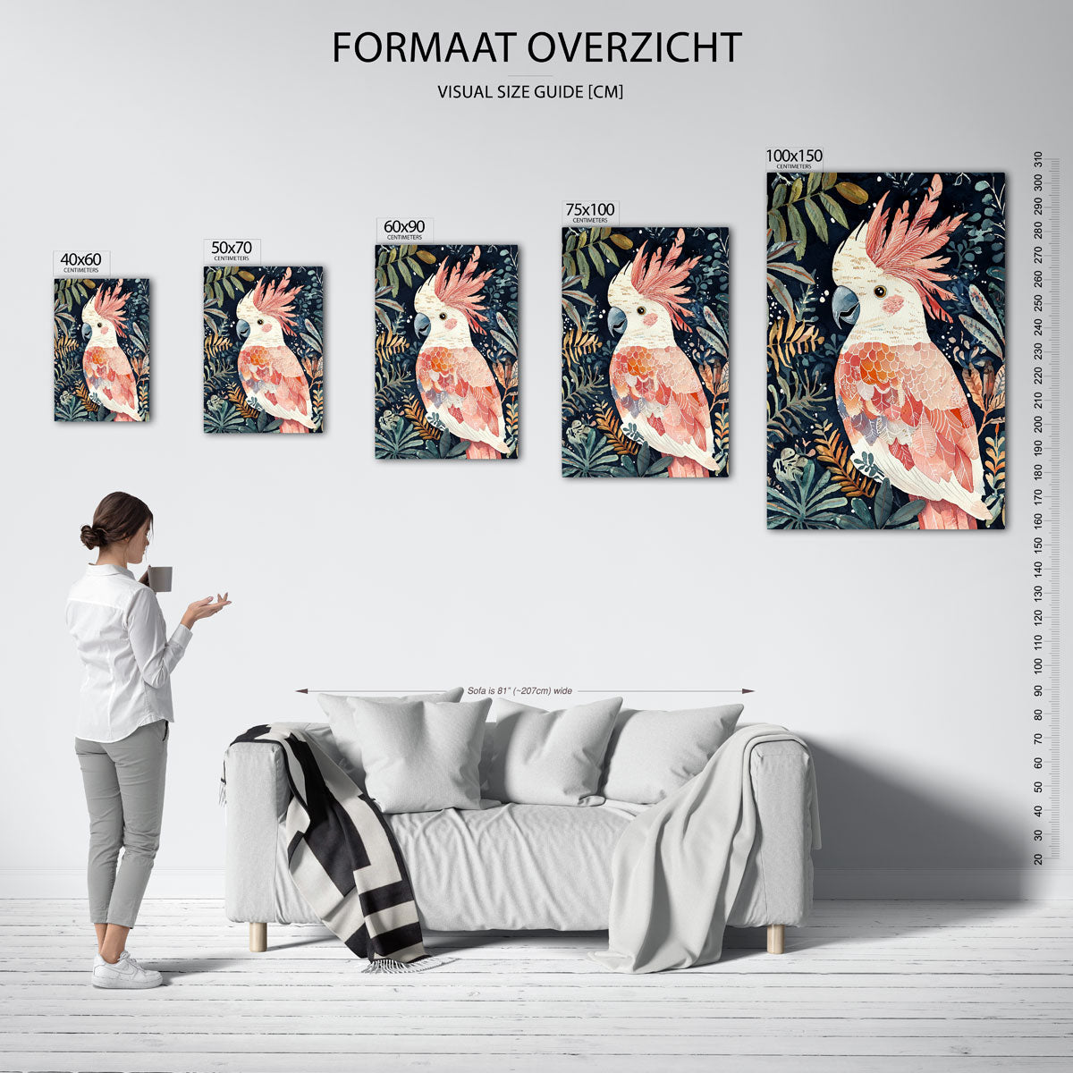 Vrolijke papegaai – staand wanddecoratie kunstwerk