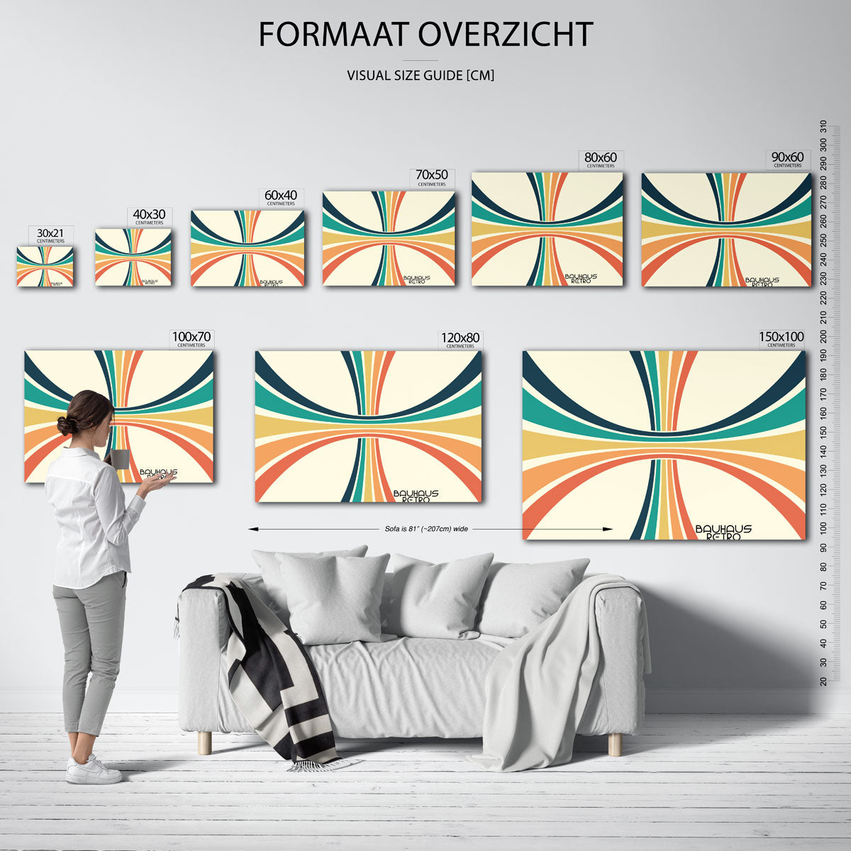 Kleurvolle booglijnen – geometrische poster in Bauhaus-stijl van WallArtistic