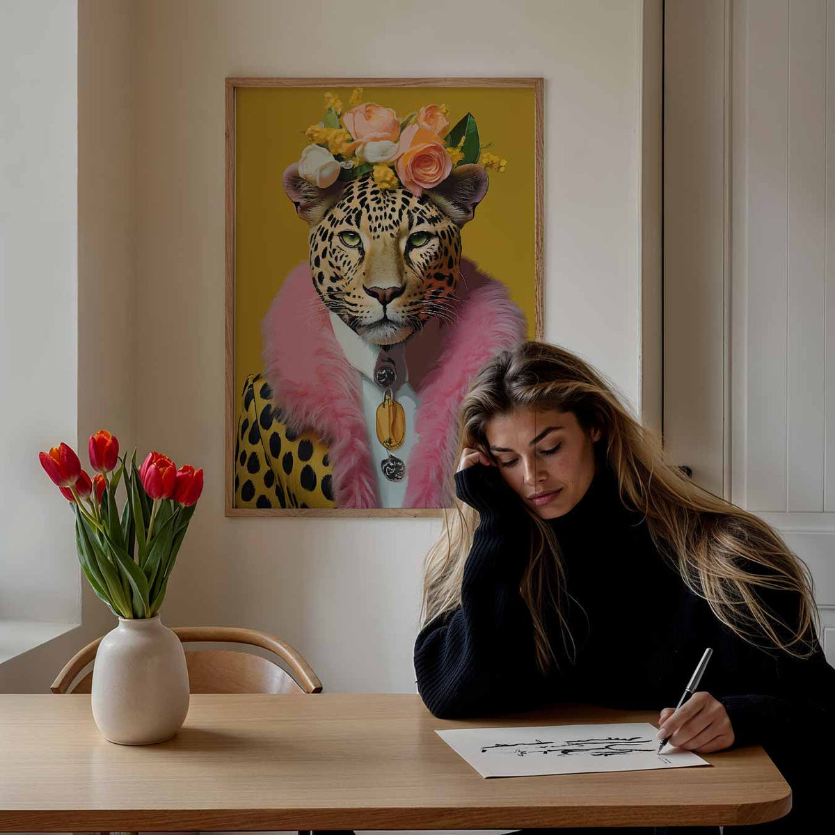 Stijlvolle Luipaard Portrait – staande dieren wanddecoratie van WallArtistic