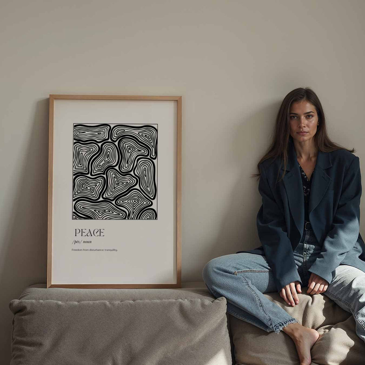Rustige Lijnen Wanddecoratie – Streetart wandkunst als portret poster