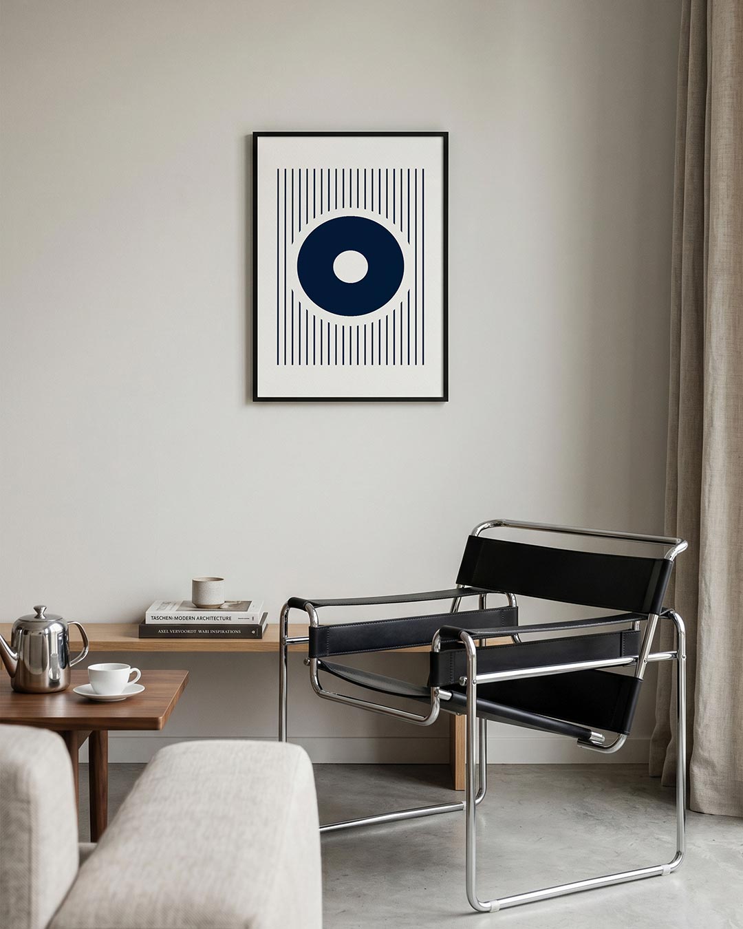 Cirkel en lijnen – geometrische Bauhaus poster in staand formaat